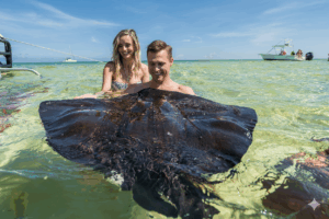 couple enjoying an adventure together at a port of call from the marriage cruise