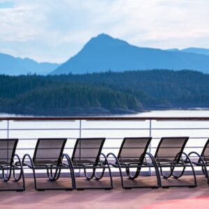 Relaxing view from the pool deck during a Christian marriage cruise to Alaska.