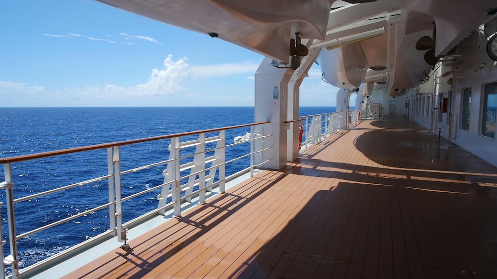 small-group marriage retreat on a cruise ship, deck view of blue ocean and clear sky